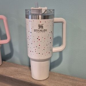 Stanley White and Red Speckled Thermos